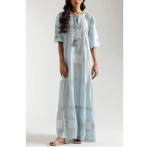 ETHNC EMBROIDERED MAXI DRESS IN BABY‎ BLUE
